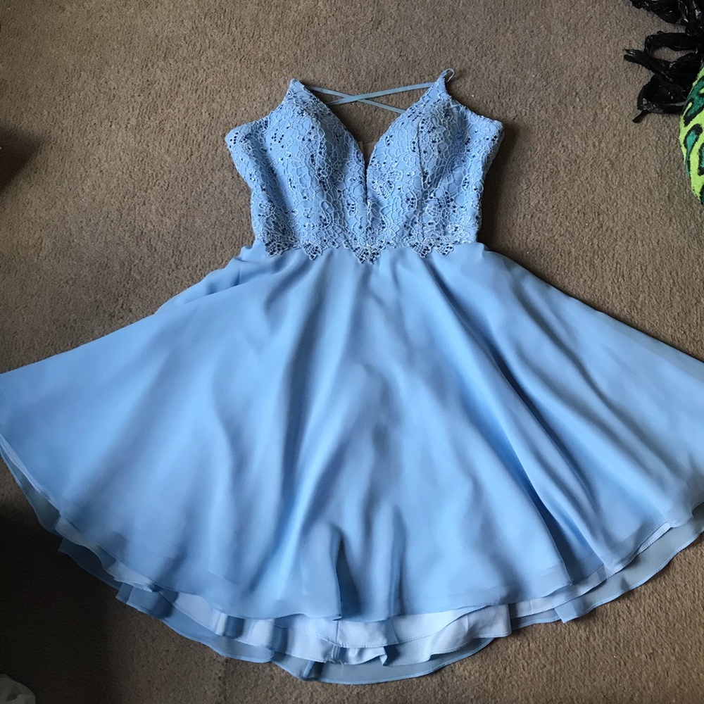 Formal Blue Dress with lace up back size 4